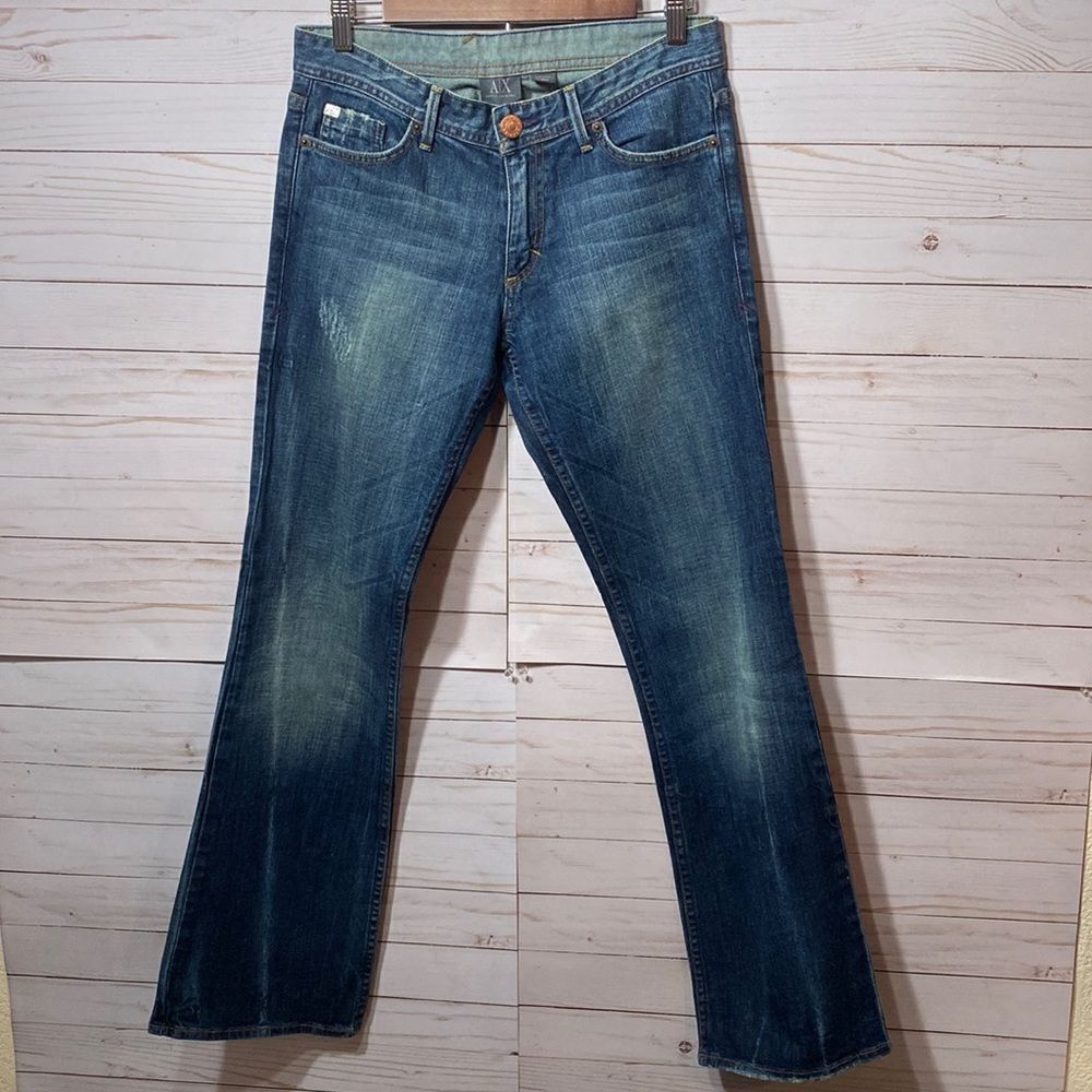 Armani Exchange Women's Boot Cut Blue Jeans